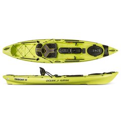 Ocean Kayak Trident 11 Angler - каяк для рыбалки компактных размеров, Однослойный полиэтилен, Опция, Без педального привода