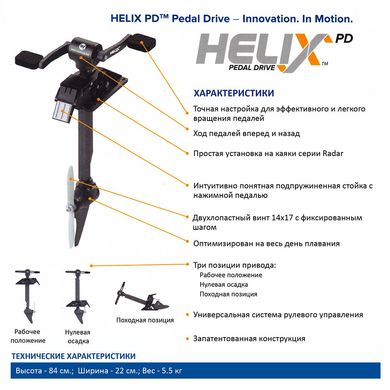 Wilderness Systems Helix PD™ Pedal Drive - педальный привод для рыбацких каяков Radar 115/135