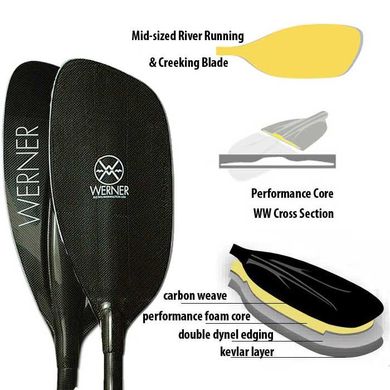 WERNER Stikine -весло серії Performance Core для сплаву та крикінгу